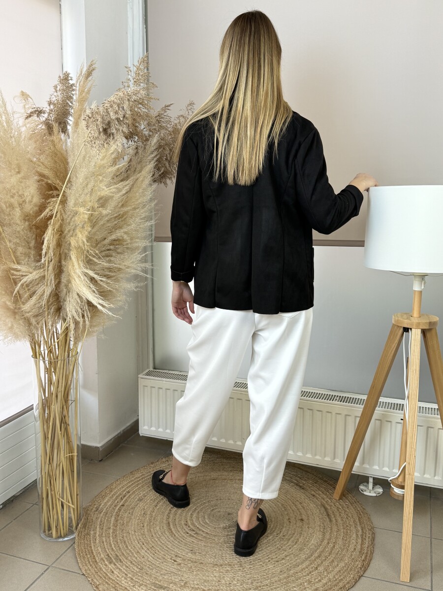 Velúr hatású rövid kabát - fekete - Kép 5