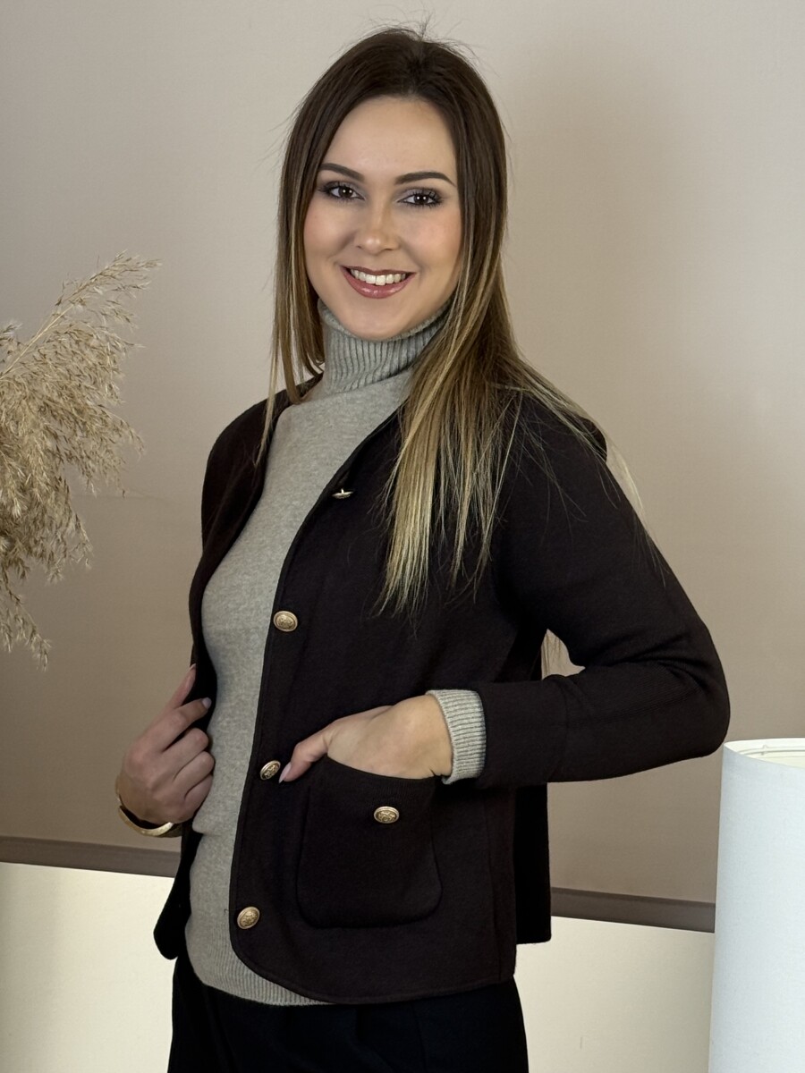 Kötött kabátka - barna - Kép 2