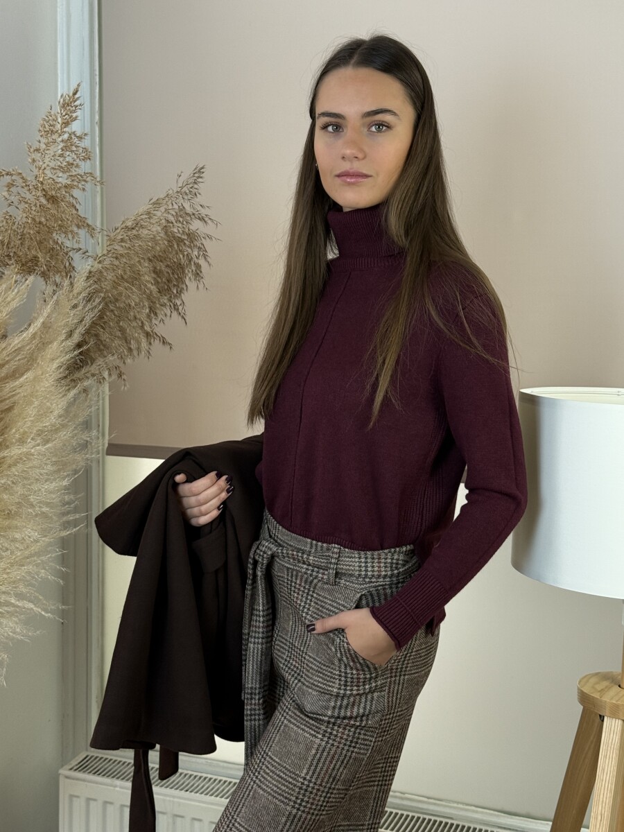 Kockás nadrág - barna - Kép 11