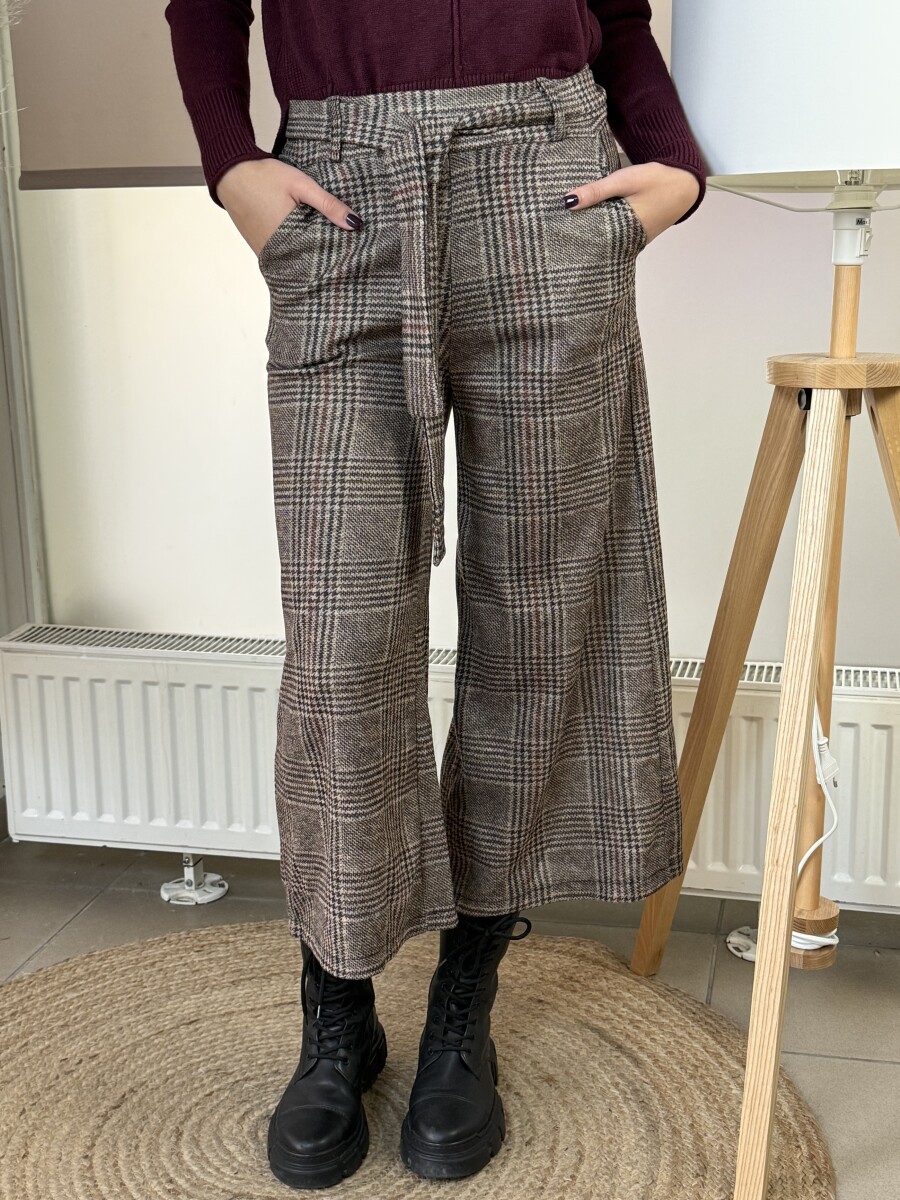 Kockás nadrág - barna - Kép 13