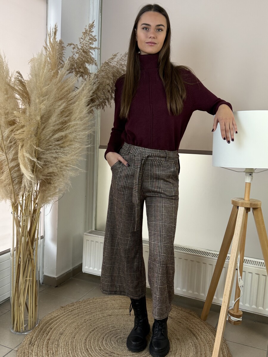 Kockás nadrág - barna - Kép 15