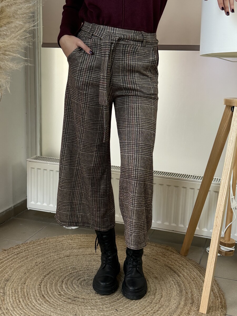 Kockás nadrág - barna - Kép 17