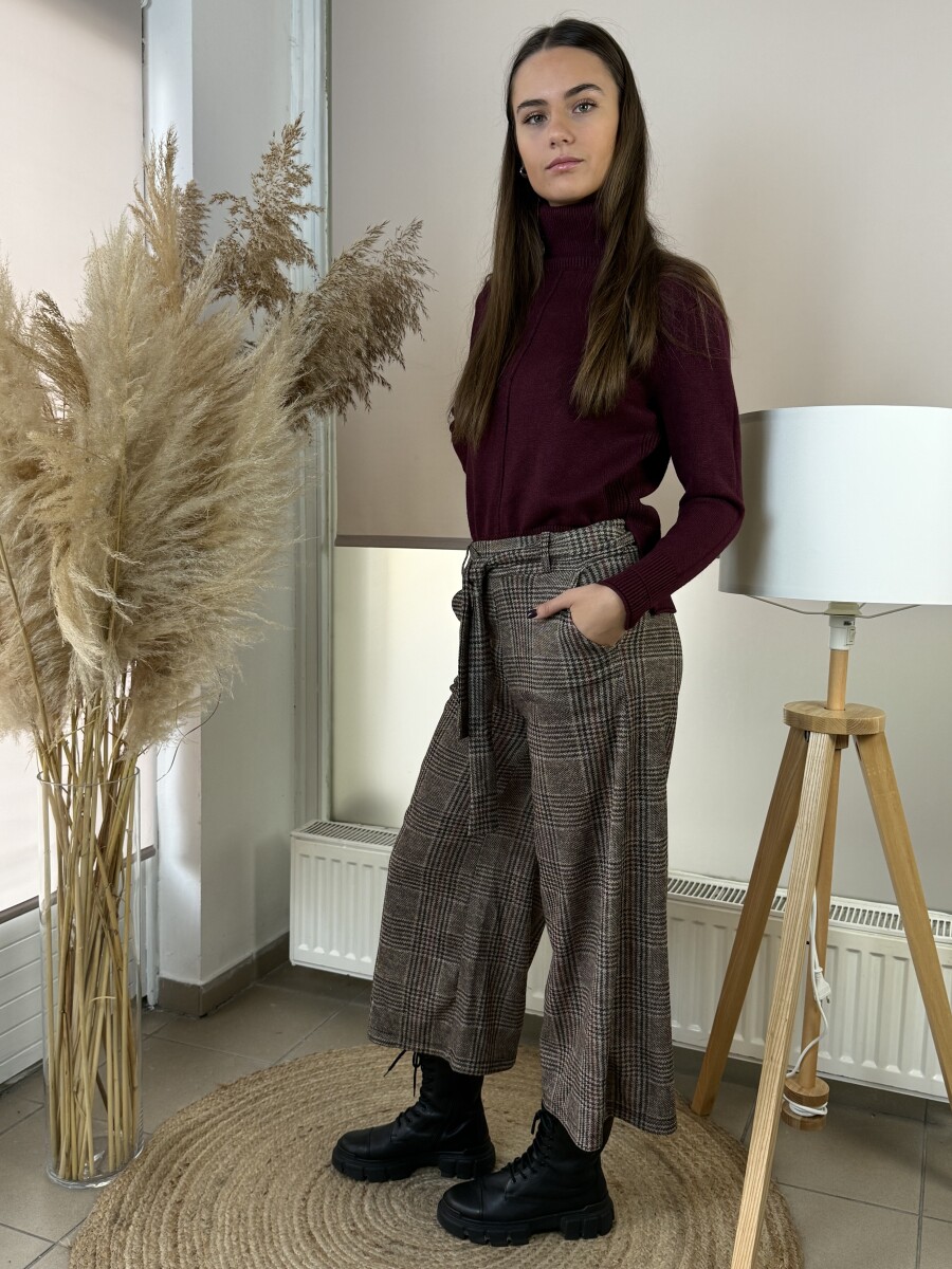 Kockás nadrág - barna - Kép 21