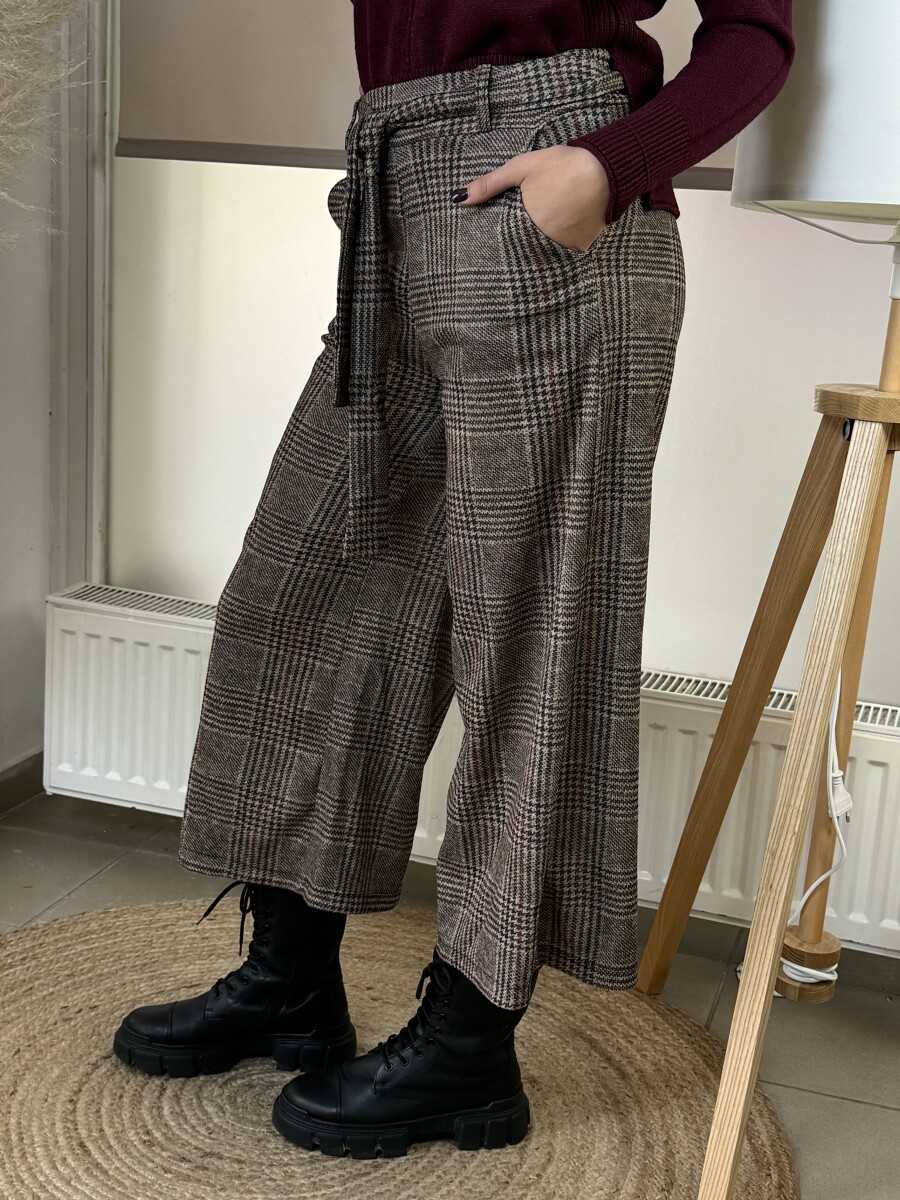 Kockás nadrág - barna - Kép 22