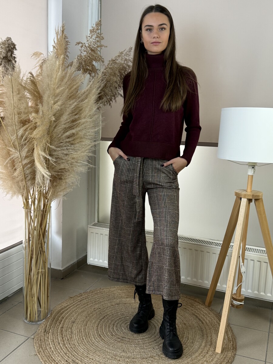 Kockás nadrág - barna - Kép 24