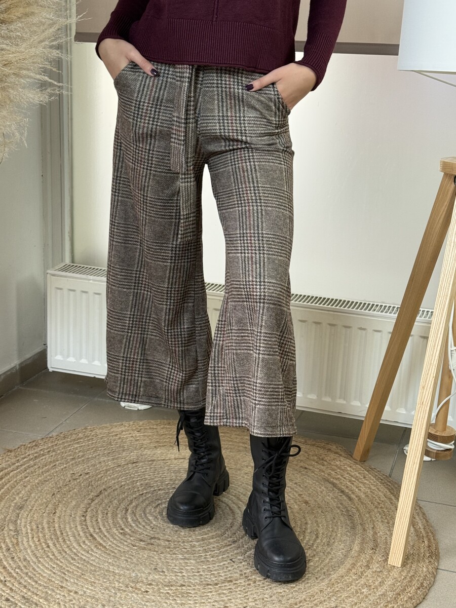 Kockás nadrág - barna - Kép 19