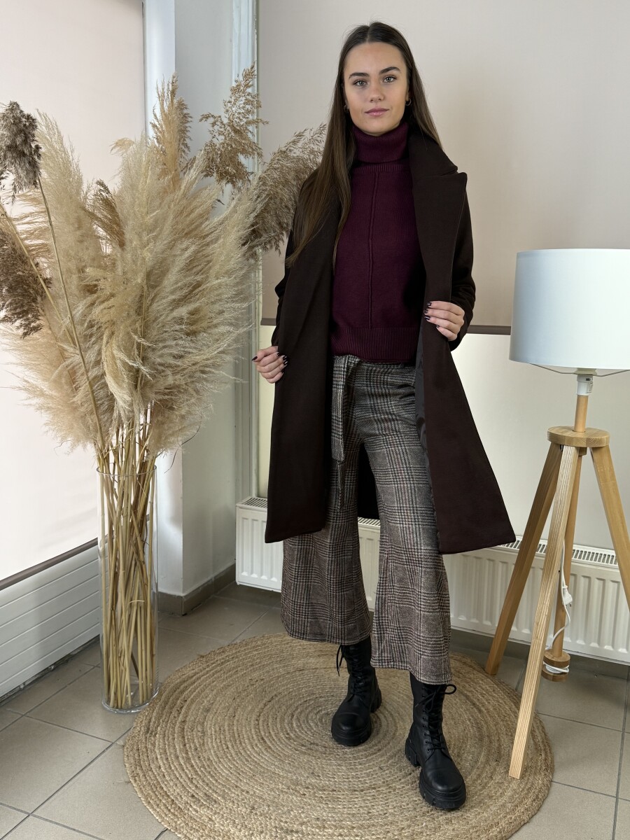 Kockás nadrág - barna - Kép 16