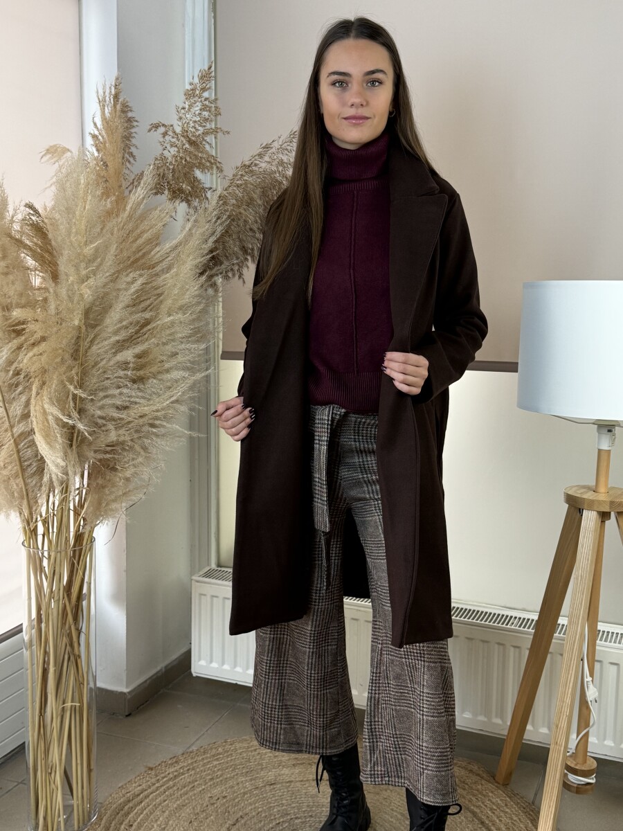 Kockás nadrág - barna - Kép 20