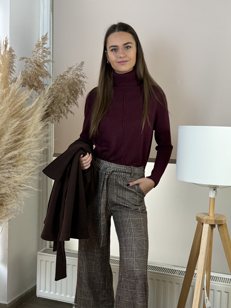 Kockás nadrág - barna - Kép 7