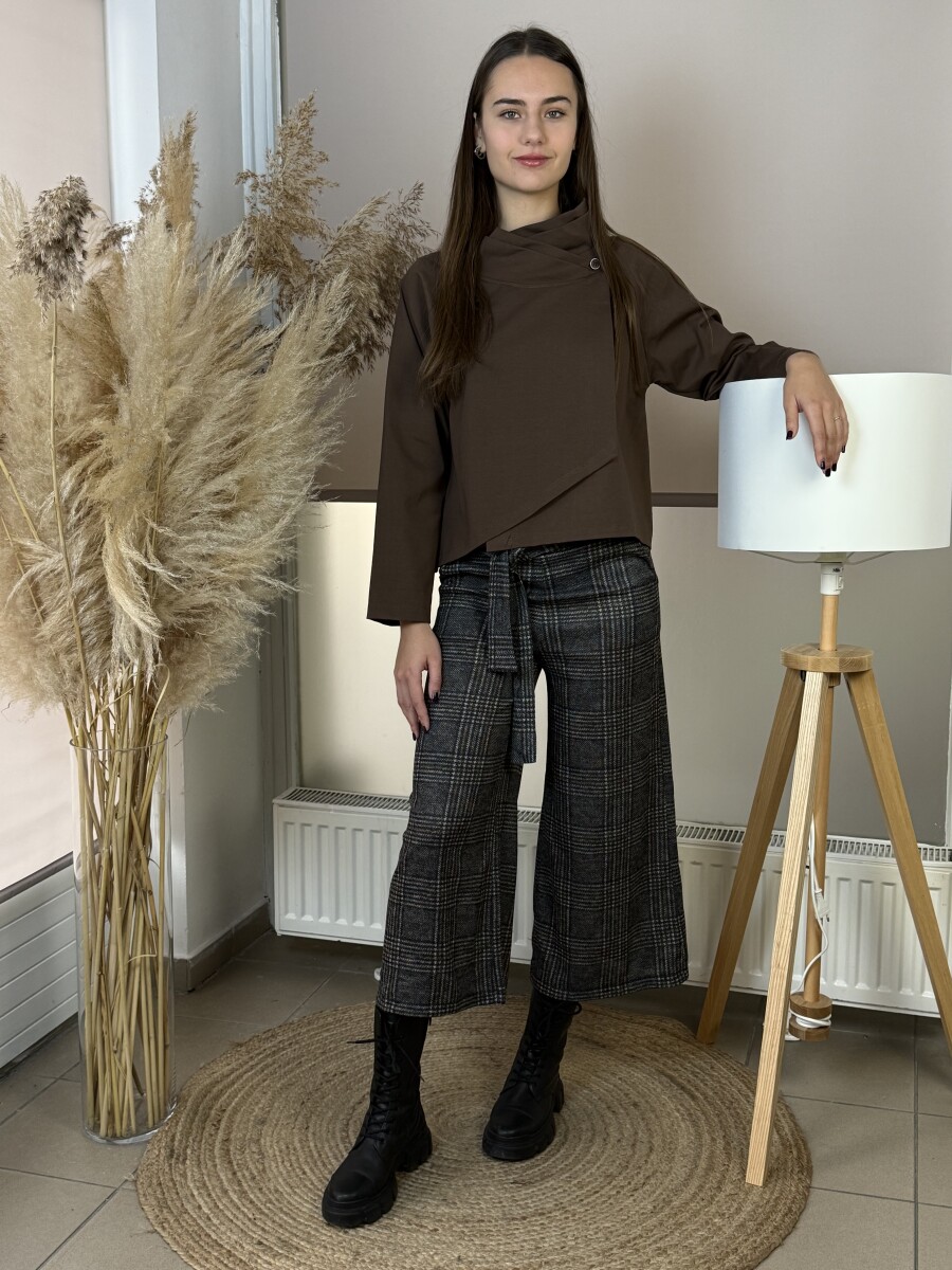 Kockás nadrág - szürke - Kép 4