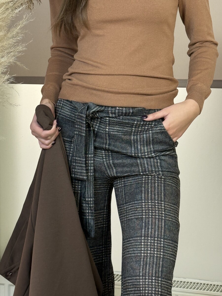 Kockás nadrág - szürke - Kép 6