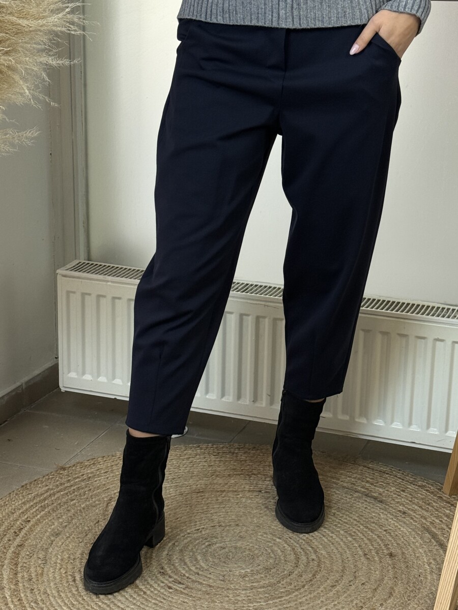 Zsebes mom fit nadrág - sötétkék - Kép 12