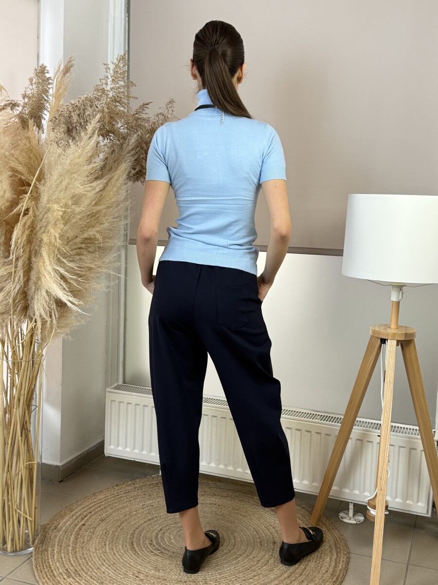 Zsebes mom fit nadrág - sötétkék - Kép 13