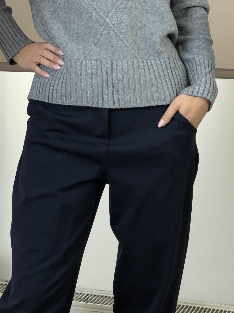 Zsebes mom fit nadrág - sötétkék - Kép 11