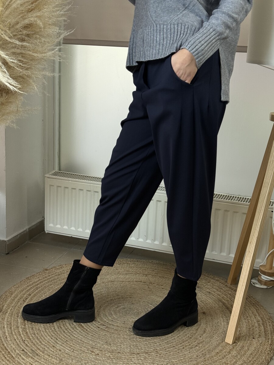 Zsebes mom fit nadrág - sötétkék - Kép 14