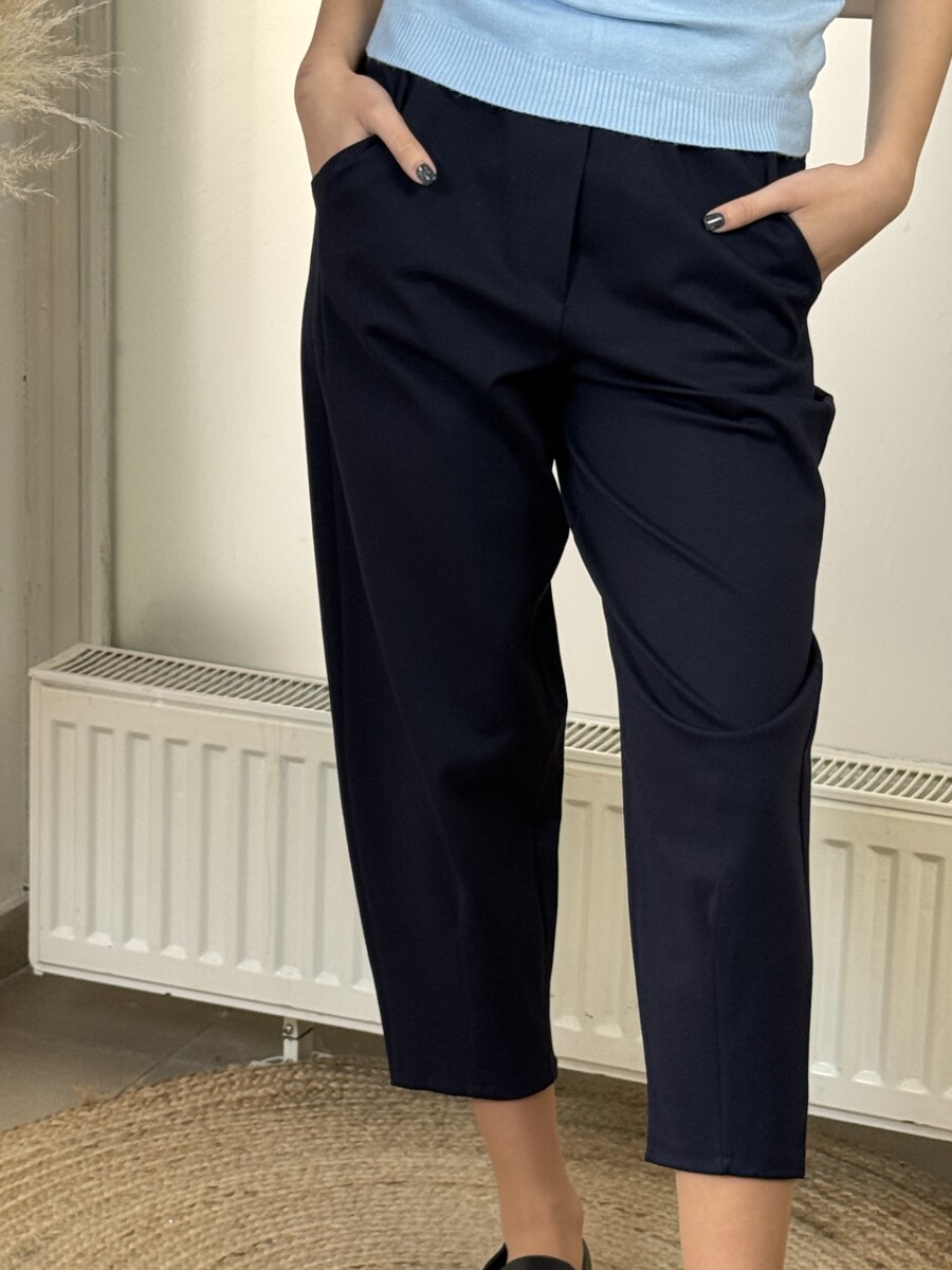 Zsebes mom fit nadrág - sötétkék - Kép 7