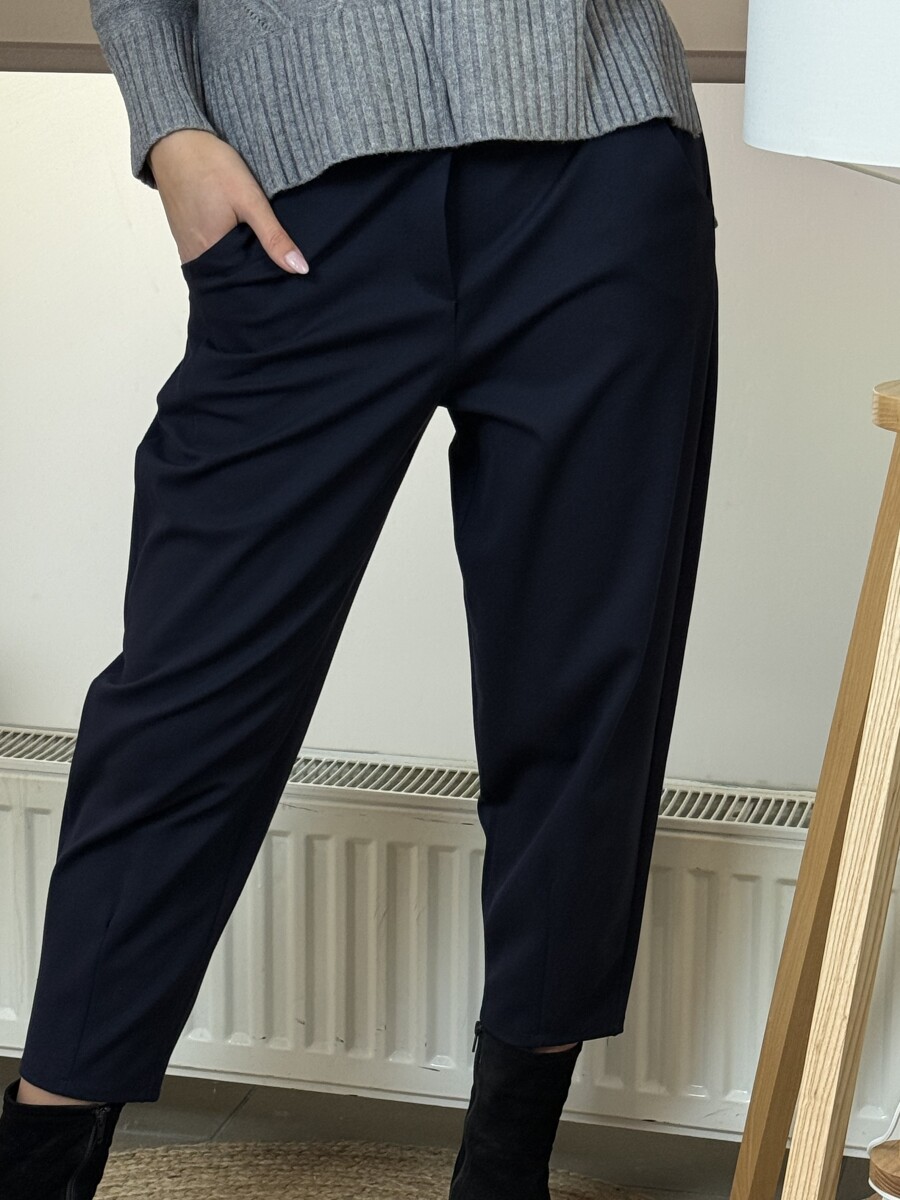 Zsebes mom fit nadrág - sötétkék - Kép 8