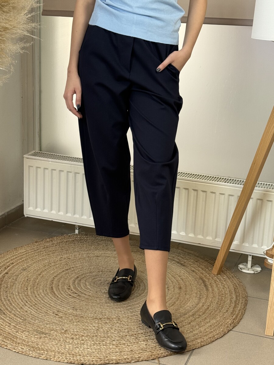 Zsebes mom fit nadrág - sötétkék - Kép 8