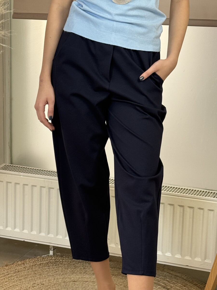 Zsebes mom fit nadrág - sötétkék - Kép 11