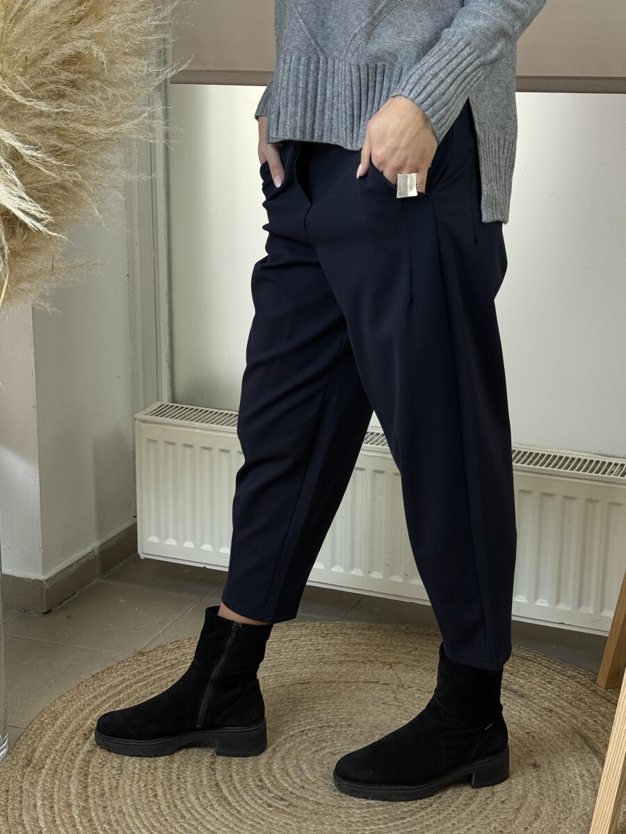 Zsebes mom fit nadrág - sötétkék - Kép 7