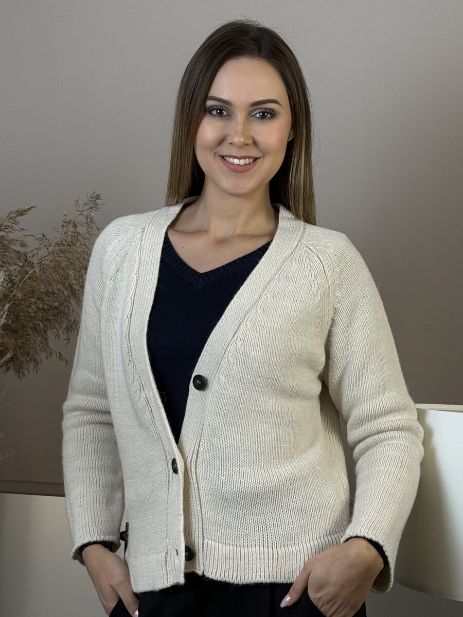 Vastag kardigán - bézs - Kép 5