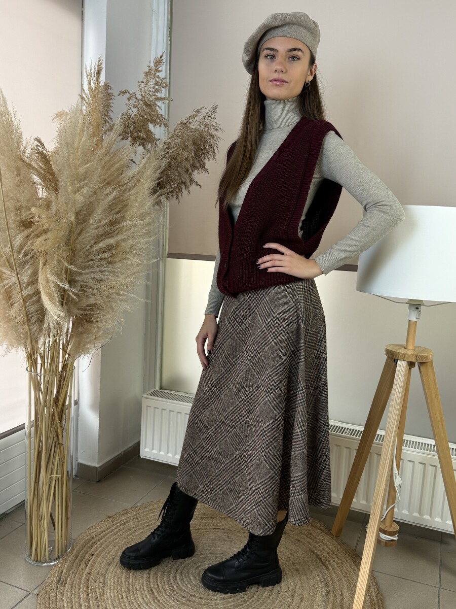 Gombos vastag kötött mellény - bordó - Kép 3