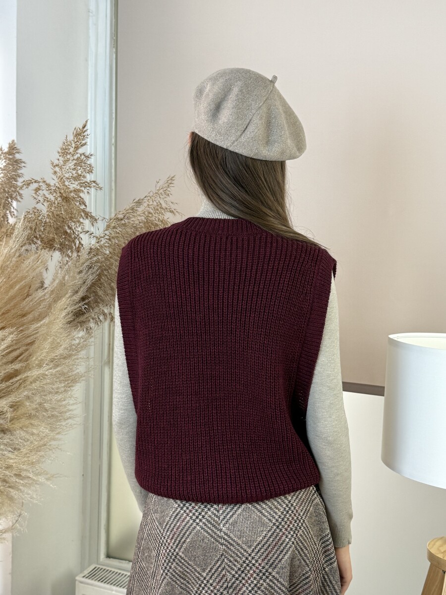 Gombos vastag kötött mellény - bordó - Kép 13