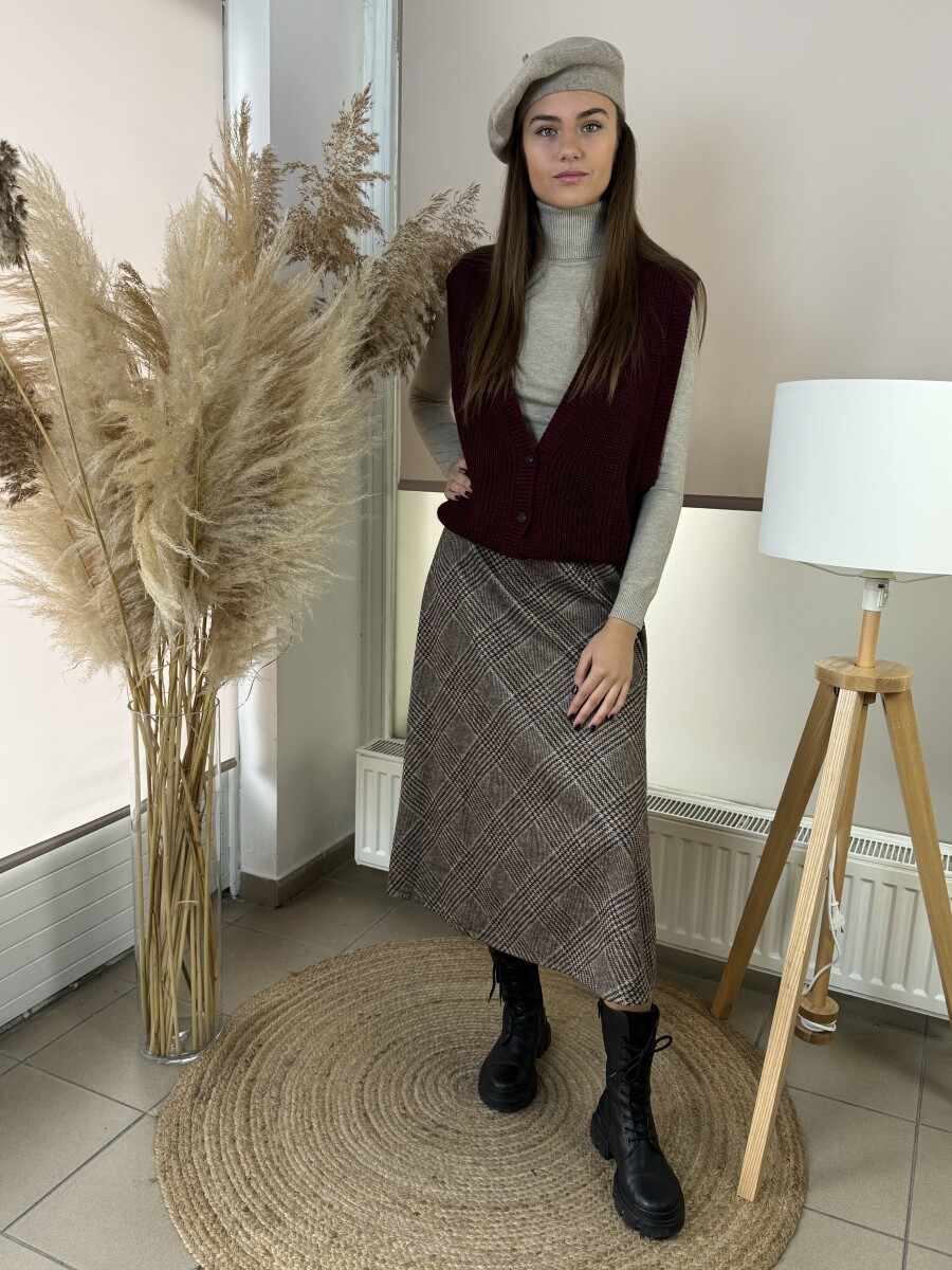 Gombos vastag kötött mellény - bordó - Kép 9