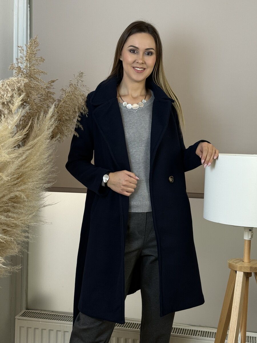 Kötős szövetkabát - sötétkék - Kép 12