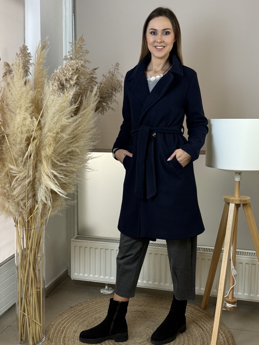 Kötős szövetkabát - sötétkék - Kép 9