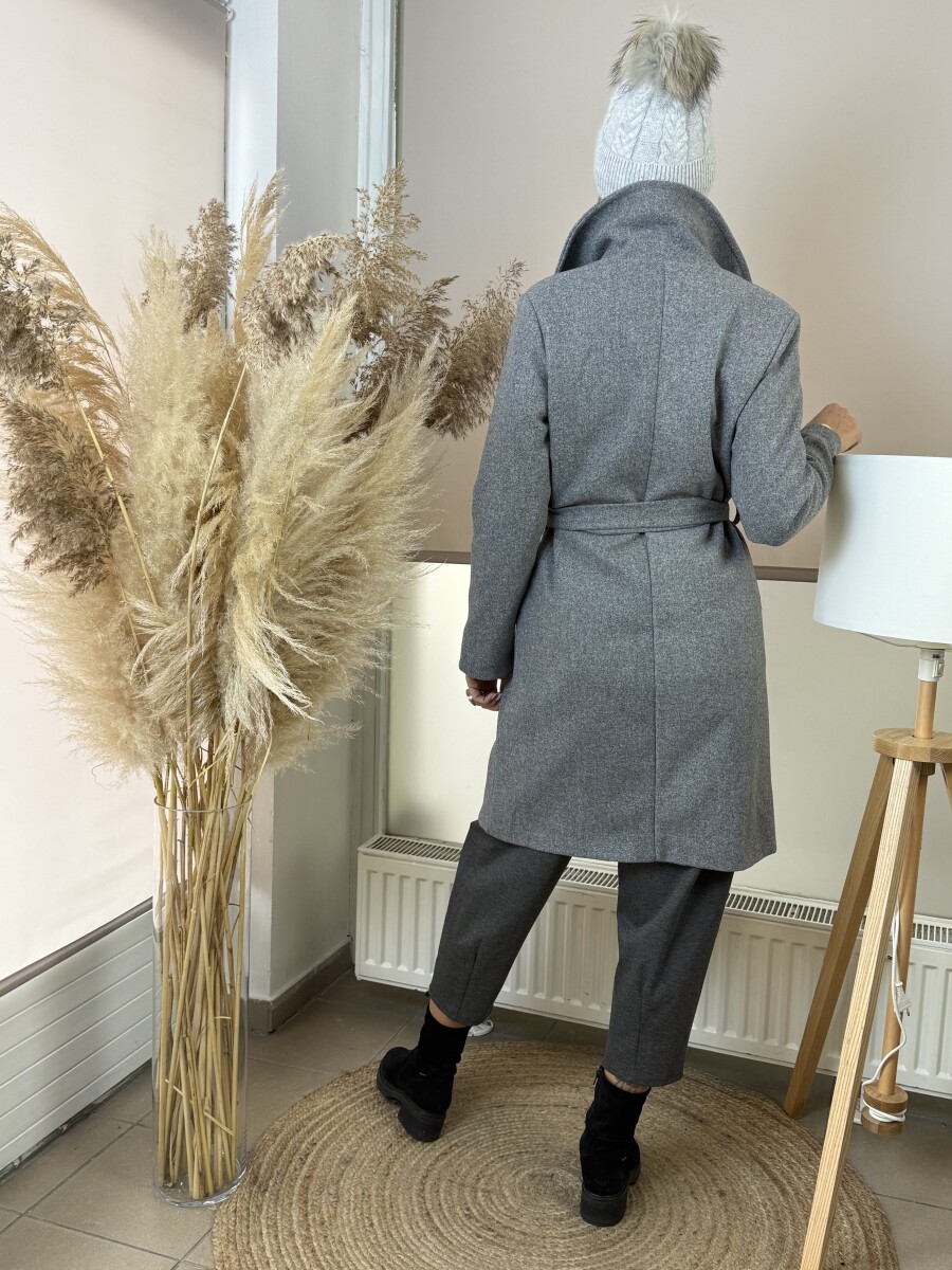Kötős szövetkabát - szürke - Kép 9
