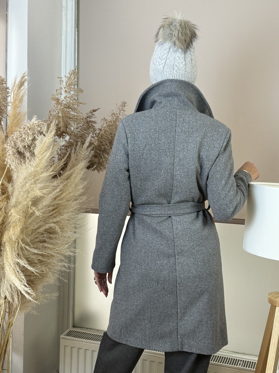 Kötős szövetkabát - szürke - Kép 10