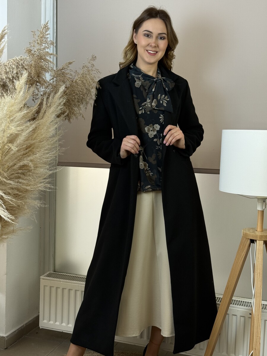 Maxi szövetkabát - fekete - Kép 18