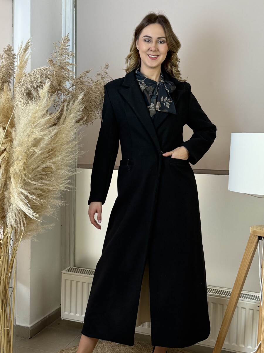 Maxi szövetkabát - fekete - Kép 6