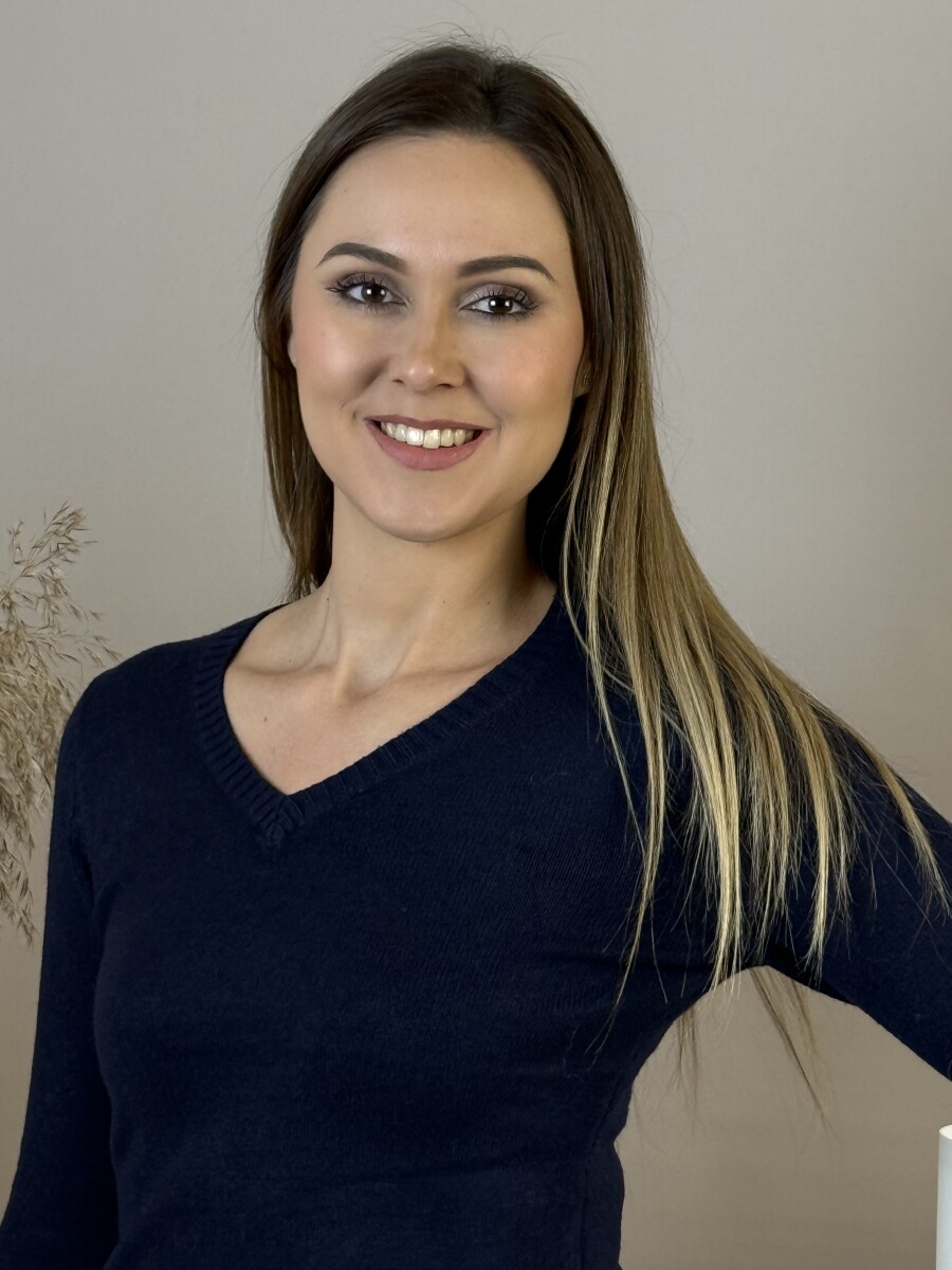 Finomkötésű V nyakú pulóver - sötétkék - Kép 4