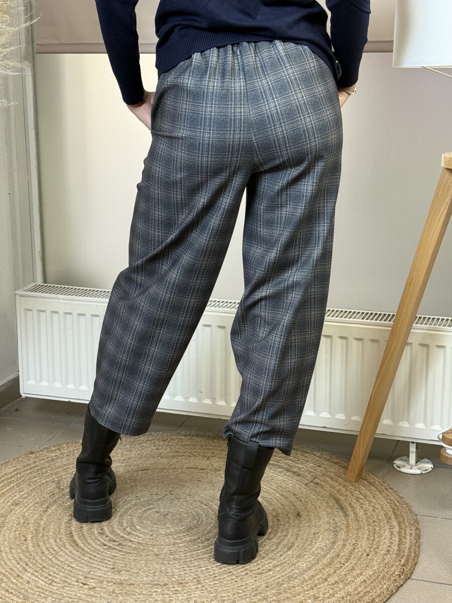 Kockás mom fit nadrág - szürke - Kép 18