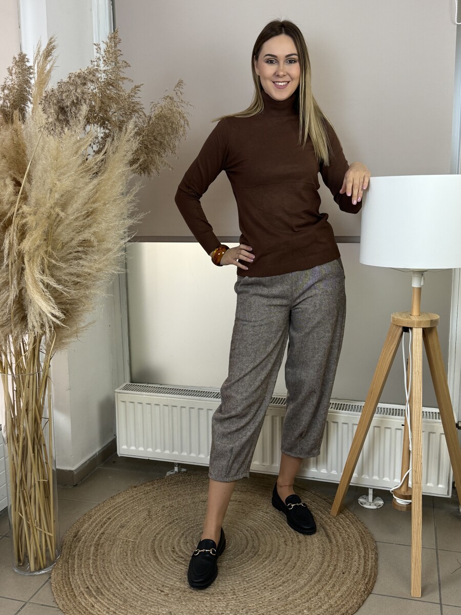 Mom fit szövetnadrág - camel - Kép 6