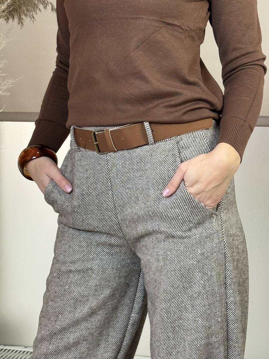 Mom fit szövetnadrág - camel - Kép 12