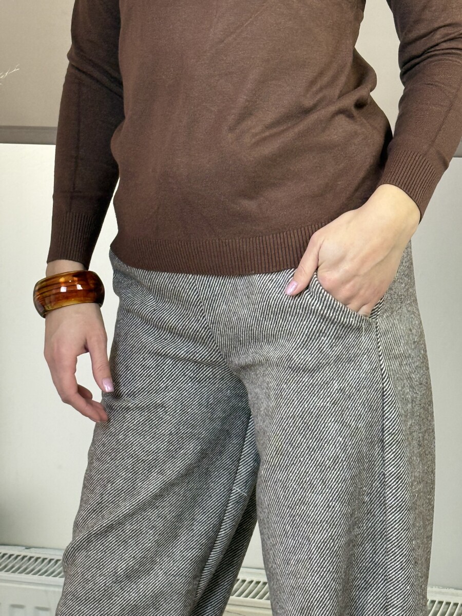 Mom fit szövetnadrág - camel - Kép 5