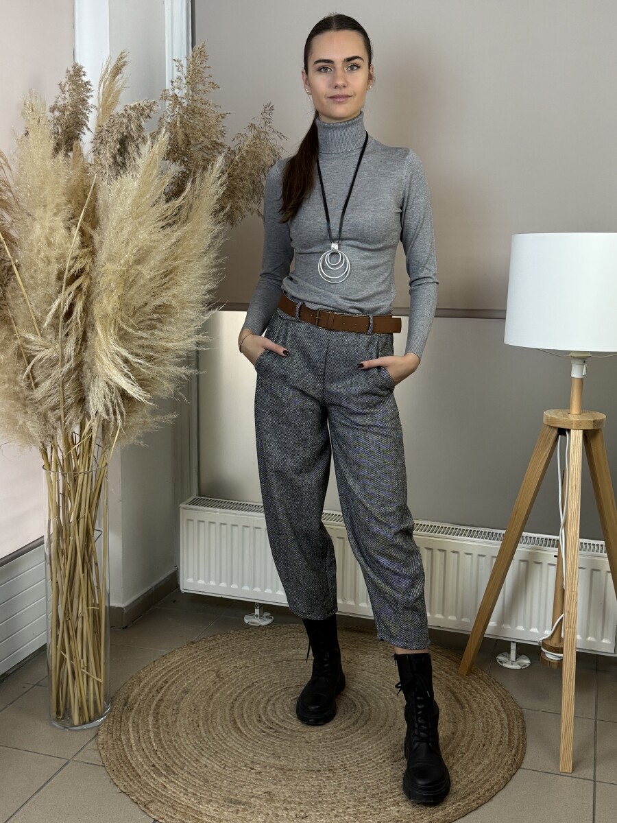 Mom fit szövetnadrág - fekete - Kép 6