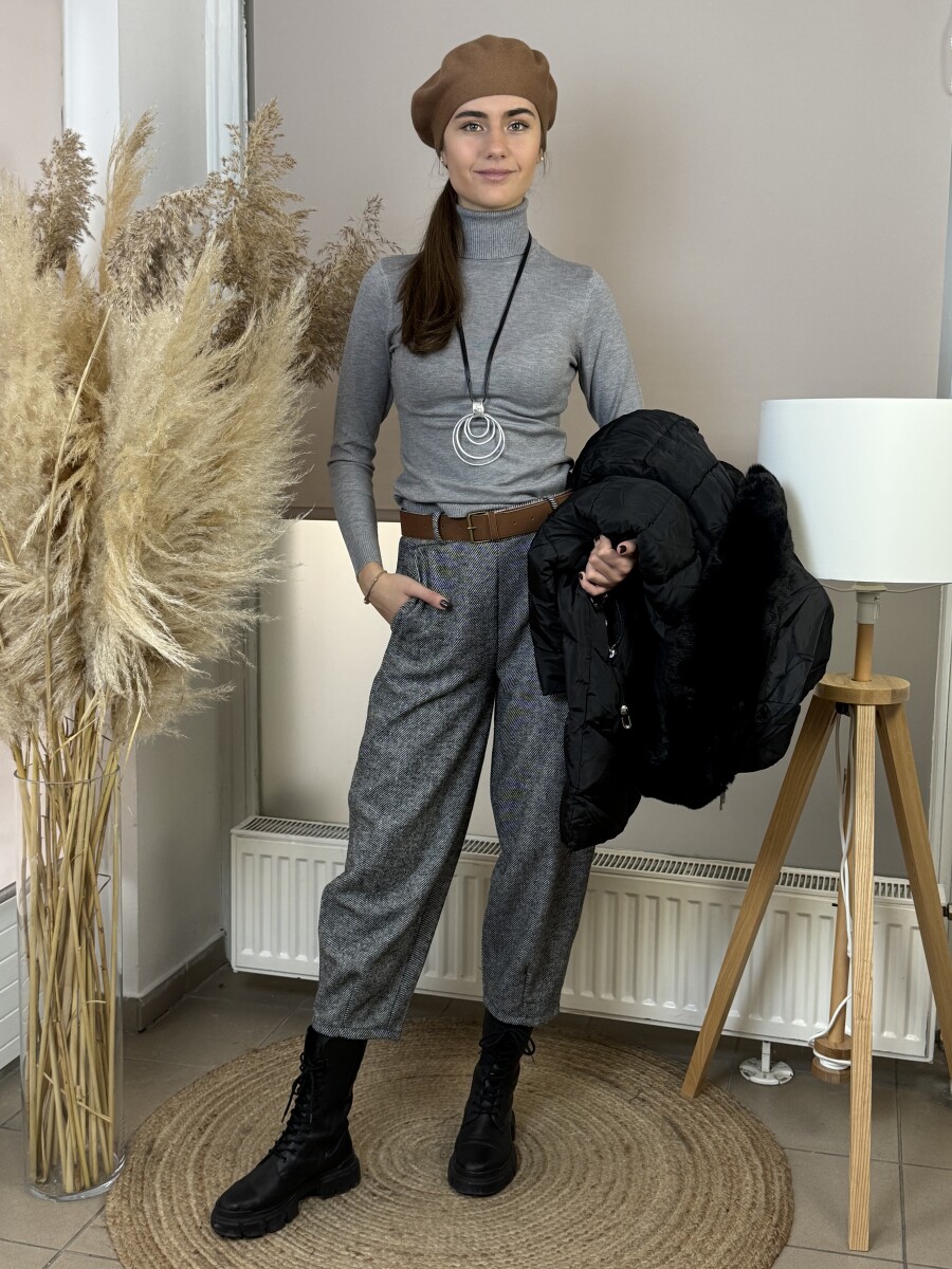 Mom fit szövetnadrág - fekete - Kép 10