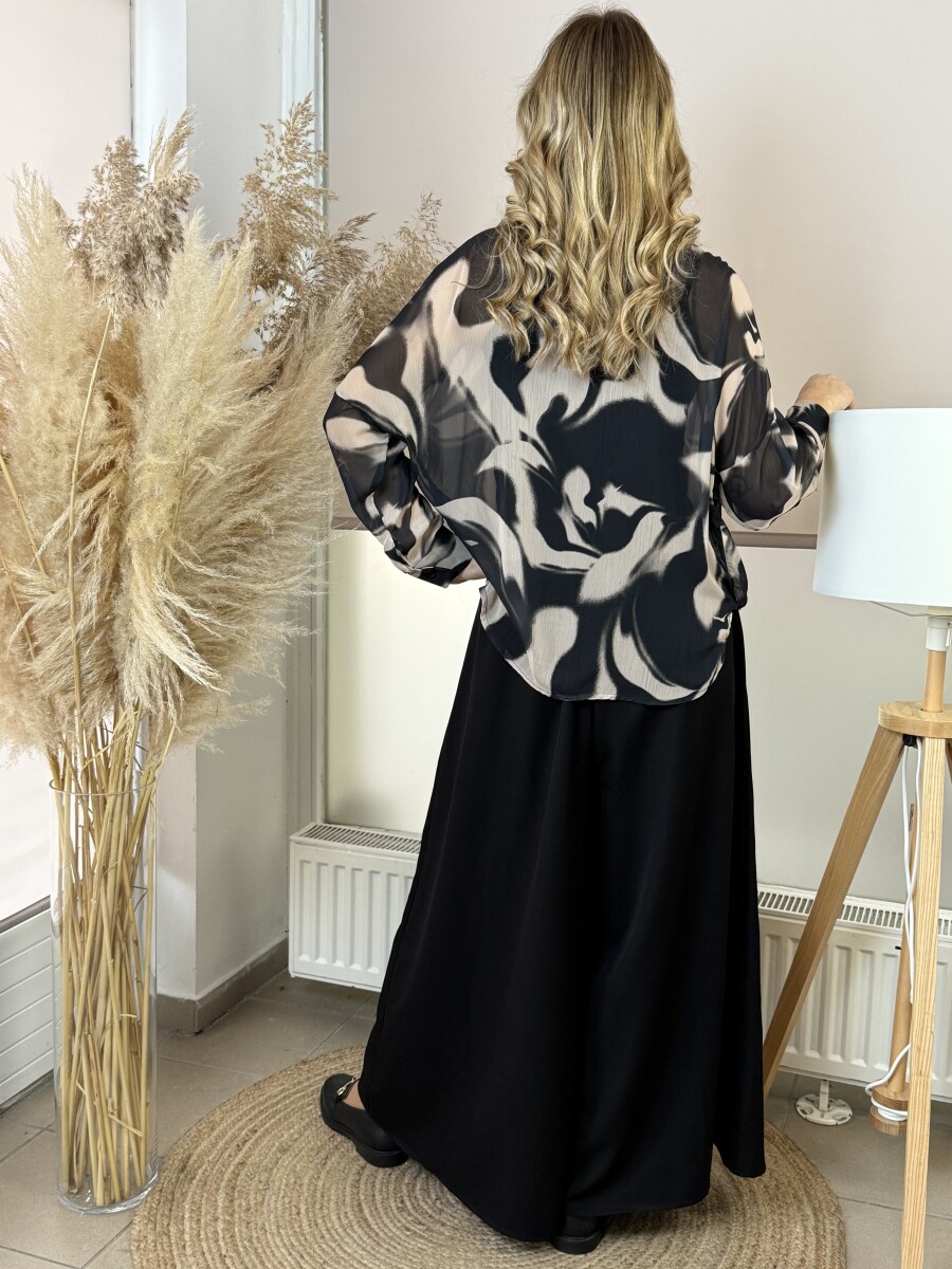 Átlapolt mintás blúz - homok - Kép 11