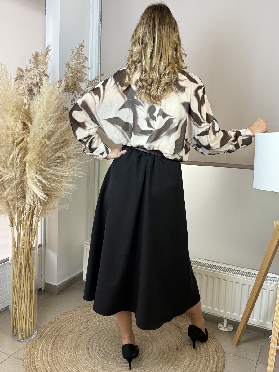 Átlapolt mintás blúz - bézs - Kép 14