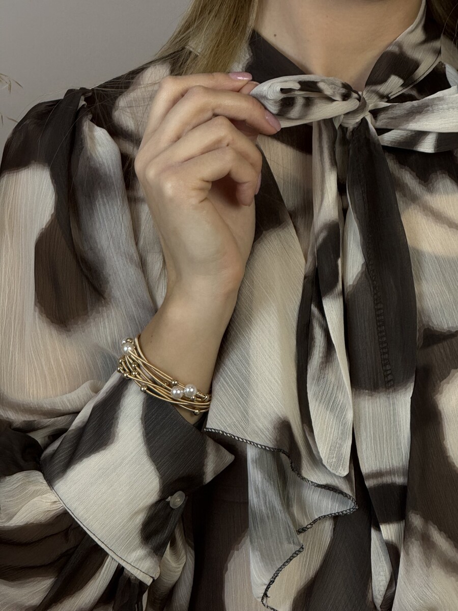 Masnis mintás blúz - bézs - Kép 6