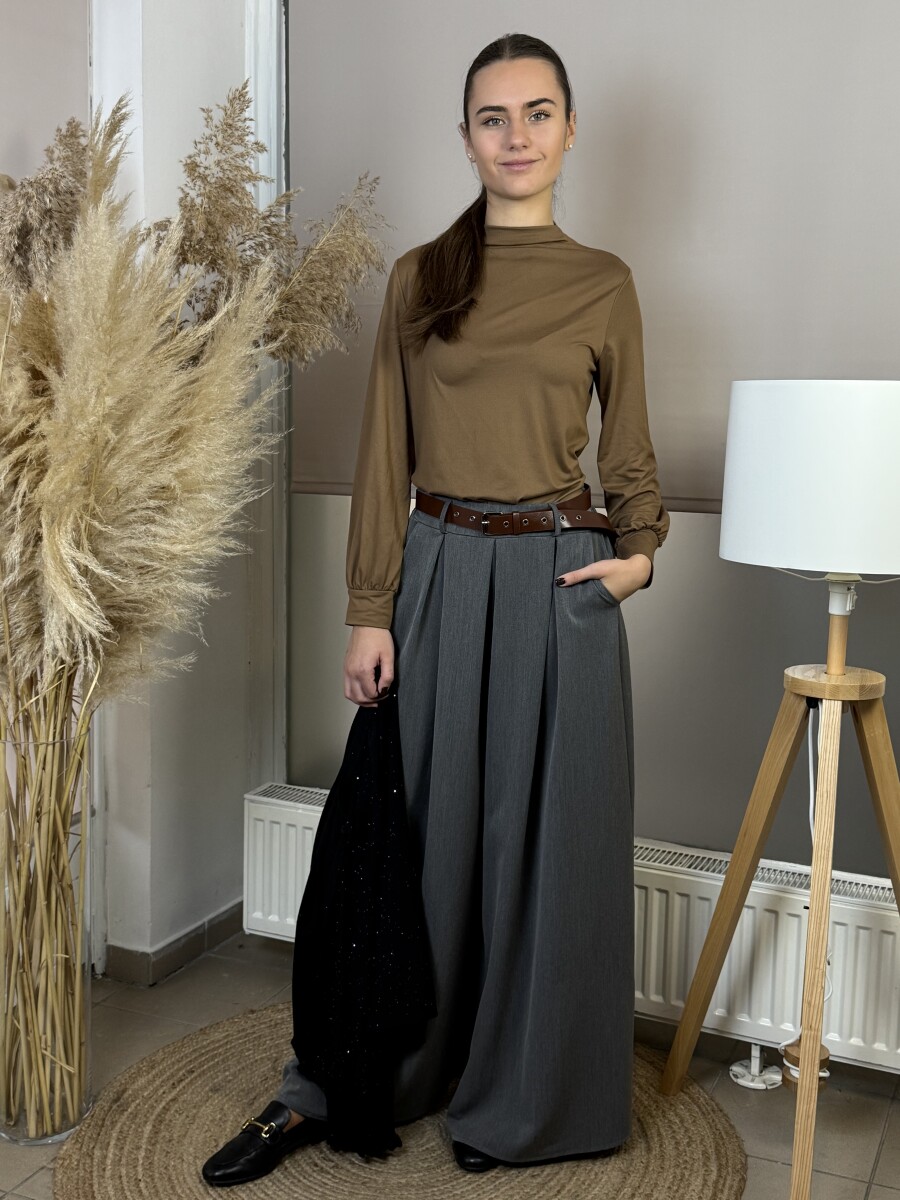 Öves nadrágszoknya - szürke - Kép 6