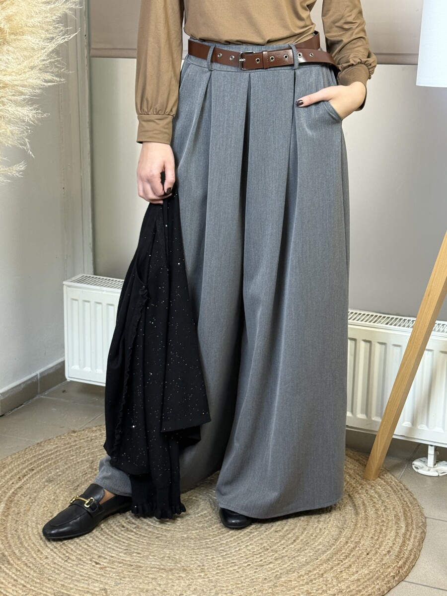 Öves nadrágszoknya - szürke - Kép 10