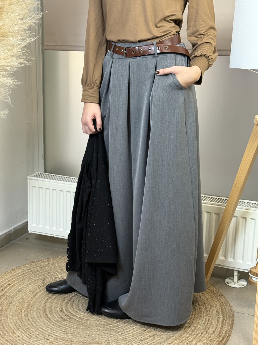 Öves nadrágszoknya - szürke - Kép 7