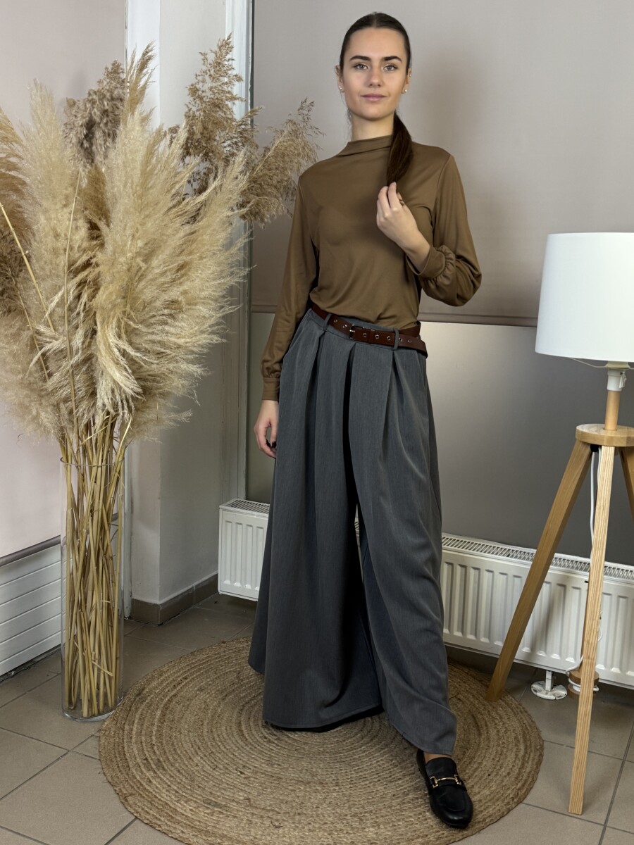 Öves nadrágszoknya - szürke - Kép 12