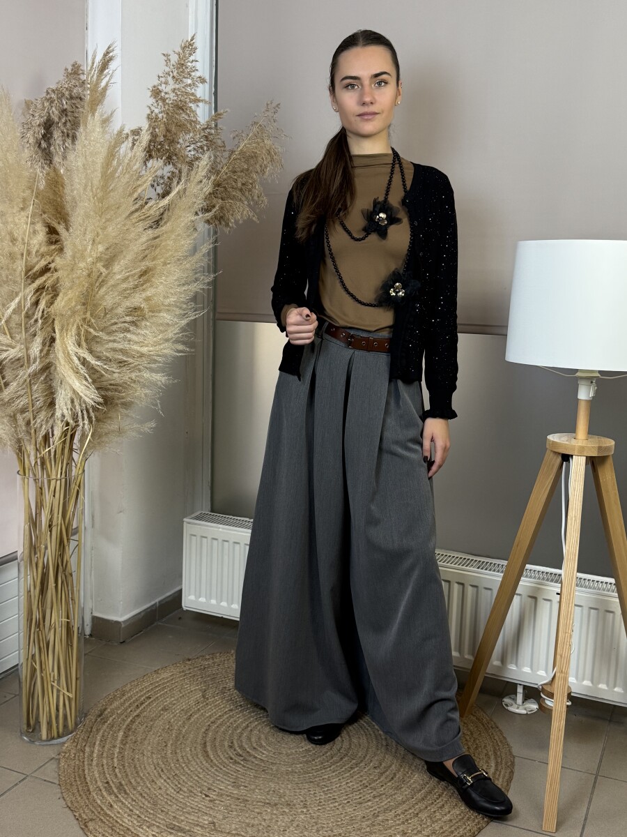 Öves nadrágszoknya - szürke - Kép 5