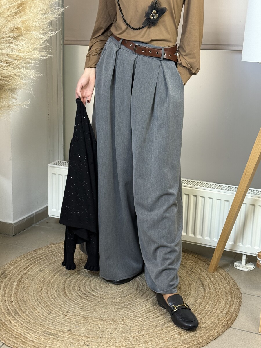 Öves nadrágszoknya - szürke - Kép 3